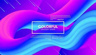 Son moda renkli 3d arka plan. Dalga sıvı şekil.