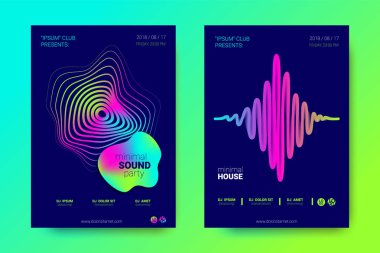 Müzik el ilanları seti dalga çizgileri ve distorsiyon.