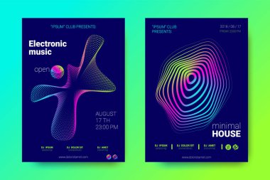 Müzik el ilanları seti dalga çizgileri ve distorsiyon.