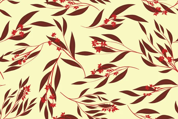 Patrón sin costura de otoño con hojas de eucalipto. Follaje Ramas Naturales. Fondo decorativo en estilo vintage. Patrón de eucalipto sin costura para tela, textil, papel de envolver, tela, vestido, impresión . — Vector de stock