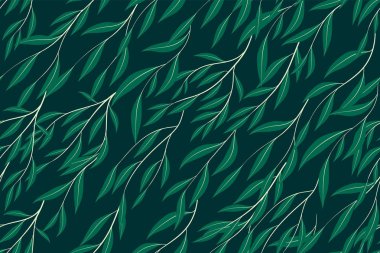 Okaliptüs vektör yaprak, dal ve çiçek öğeleri ile Seamless modeli. Rustik düğün tasarım, kumaş, tekstil, zarif şirin arka plan elbise. Okaliptüs vektör yazdırma için Vintage tarzı.