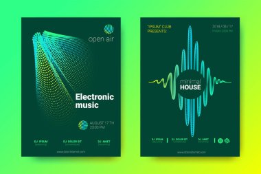 Elektronik müzik Fest poster. Vektör bozuk mermi ve şeritler.