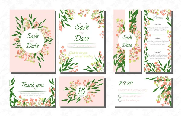 Wedding Invite with Eucalyptus. — Stock Vector