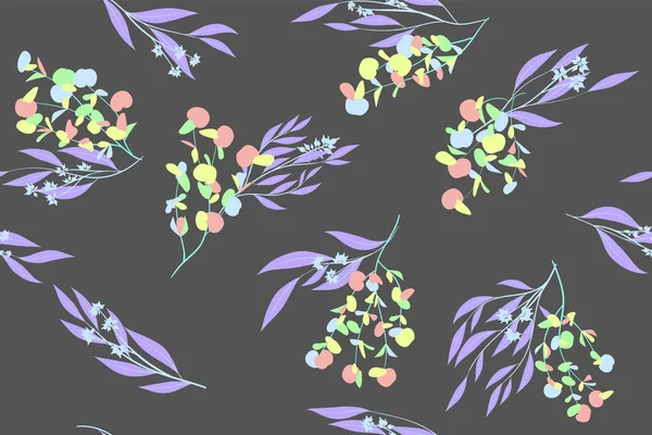 파스텔 컬러 디자인에 완벽 한 여름 패턴입니다. 벡터 유칼립투스 잎입니다. 아름 다운 분 지 및 꽃 요소입니다. 열 대 식물입니다. 식물 배경입니다. 웨딩 디자인, 인쇄에 대 한 여름 패턴. — 스톡 벡터