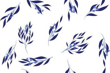 Dikişsiz yaz desen suluboya tarzında. Vektör Okaliptüs yaprakları. Güzel şube ve çiçek öğeleri. Tropik bitkiler. Botanik arka plan. Yaz desen düğün tasarım, baskı, tekstil.