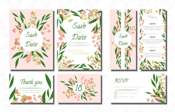 Wedding Invite with Eucalyptus. — Stock Vector