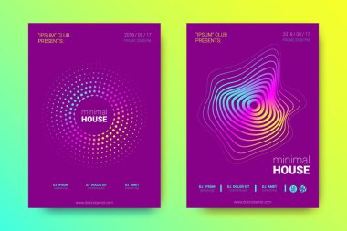 Müzik poster seti dalga çizgileri ve distorsiyon.