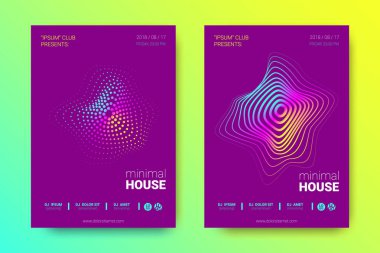 Müzik poster seti dalga çizgileri ve distorsiyon.