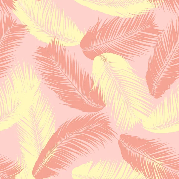 Hojas de palmeras tropicales. Patrón sin costura vectorial. Simple Silhouette Coconut Leaf Sketch. Fondo floral de verano. Jungle Foliage. Fondo de pantalla de moda de hojas de palmera exóticas para diseño textil . — Vector de stock