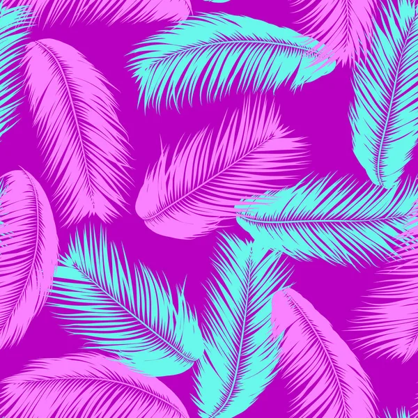 Folhas de palmeiras tropicais. Padrão sem costura vetorial. Simples Silhouette Coconut Leaf Sketch. Fundo Floral de Verão. Folhagem da selva. Papel de parede na moda de folhas de palmeira exótica para o projeto têxtil . —  Vetores de Stock