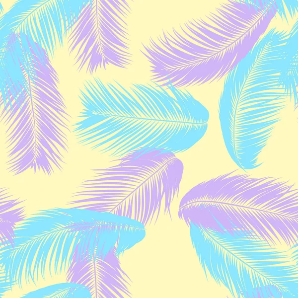 Hojas de palmeras tropicales. Patrón sin costura vectorial. Simple Silhouette Coconut Leaf Sketch. Fondo floral de verano. Jungle Foliage. Fondo de pantalla de moda de hojas de palmera exóticas para diseño textil . — Vector de stock