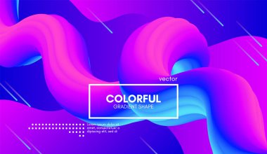 Son moda renkli 3d arka plan. Dalga sıvı şekil.