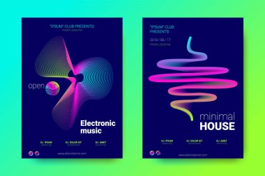 Müzik el ilanları seti dalga çizgileri ve distorsiyon.