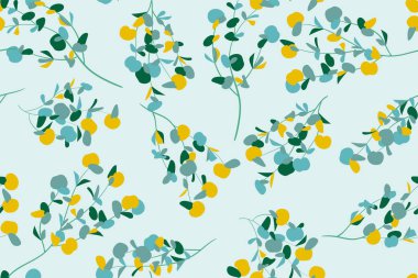 Pastel Renk tasarım çiçek Seamless modeli. Vektör Okaliptüs yaprakları ve güzel öğeleri. Botanik yaz arka plan. Düğün tasarım, baskı, tekstil, kumaş çiçek Seamless modeli