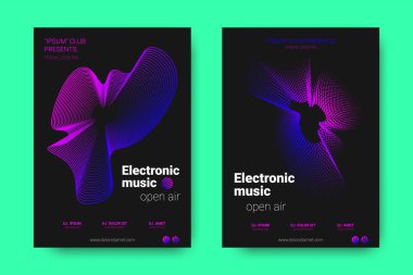 Müzik posterler ekolayzır ve dalga ile daireler bozuk.