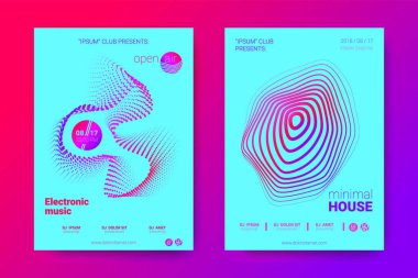 Equalizer'ı ve dalga renkli bozuk mermi ile müzik el ilanları.