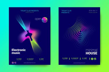 Müzik el ilanları seti dalga çizgileri ve distorsiyon.