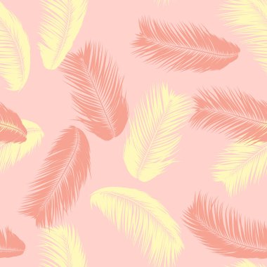 Tropikal palmiye ağacı yaprakları. Vektör Seamless modeli. Basit siluet Hindistan cevizi yaprak kroki. Yaz çiçek arka plan. Orman bitki örtüsü. Tekstil tasarımı için duvar kağıdı egzotik palmiye ağacının yaprakları.