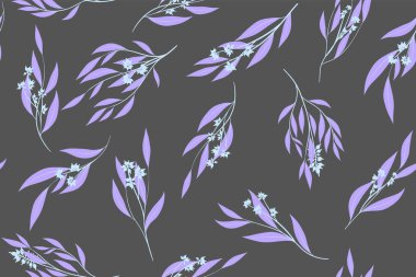 Dikişsiz yaz desen Pastel renk tasarımı. Vektör Okaliptüs yaprakları. Güzel şube ve çiçek öğeleri. Tropik bitkiler. Botanik arka plan. Yaz desen düğün tasarımı için yazdırma.