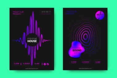 Müzik posterler ekolayzır ve dalga ile daireler bozuk.