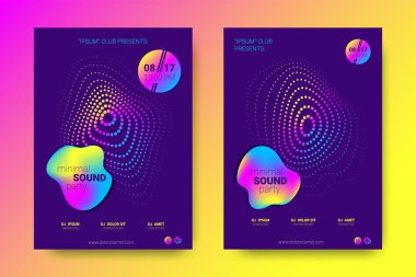 Müzik posterler ekolayzer ve dalga renkli çarpık çizgili.