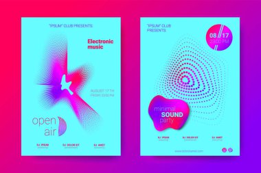 Equalizer'ı ve dalga renkli bozuk mermi ile müzik el ilanları.