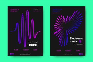 Müzik posterler ekolayzır ve dalga ile daireler bozuk.