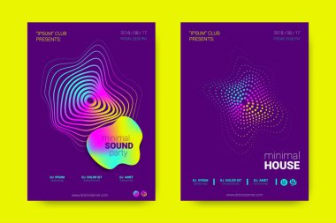 Müzik posterler dalga çizgileri ve distorsiyon.