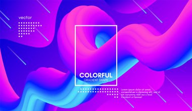 Son moda renkli 3d arka plan. Dalga sıvı şekil.