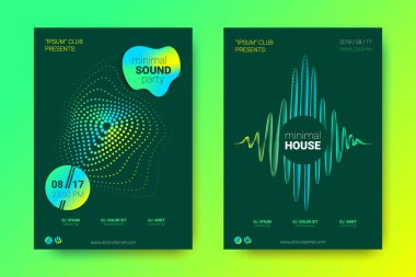 Elektronik müzik Fest poster. Vektör bozuk mermi ve şeritler.