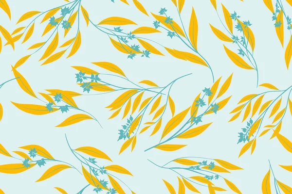 Patrón sin costura floral en el diseño de color pastel. Vector Eucalyptus Leaves and Beautiful Blossom Elements. Fondo Botánico de Verano. Patrón sin costura floral para el diseño de la boda, impresión, textil, tela — Vector de stock