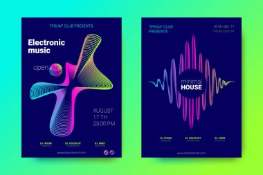 Müzik el ilanları seti dalga çizgileri ve distorsiyon.