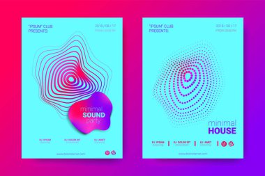 Equalizer'ı ve dalga renkli bozuk mermi ile müzik el ilanları.