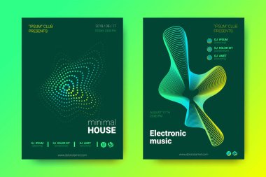 Elektronik müzik Fest poster. Vektör bozuk mermi ve şeritler.