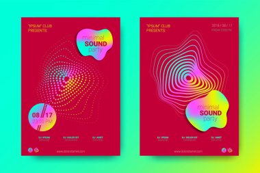 Renkli müzik afişlerin dalgalar ve çarpık mermi ile.