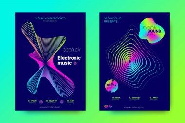 Müzik el ilanları seti dalga çizgileri ve distorsiyon.