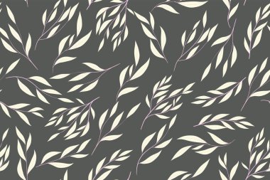 Okaliptüs vektör. Renkli Dikişsiz desen vektör yaprak, dal ve çiçek öğeleri ile. Düğün tasarım, kumaş, tekstil, zarif arka plan elbise. Okaliptüs vektör Pastel renk tasarımı.