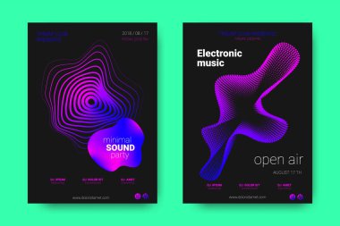Müzik posterler ekolayzır ve dalga ile daireler bozuk.