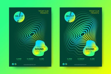 Elektronik müzik Fest poster. Vektör bozuk mermi ve şeritler.