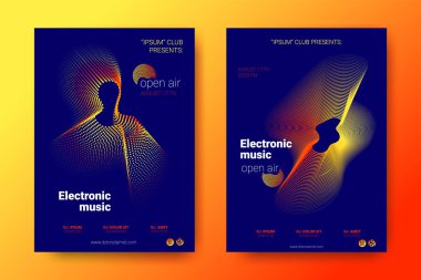 Renkli müzik afişlerin dalga ile mermi bozuk.