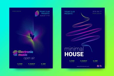 Müzik el ilanları seti dalga çizgileri ve distorsiyon.