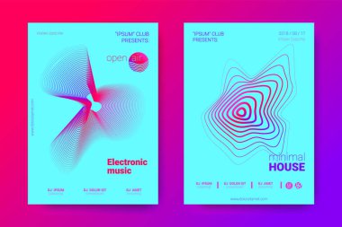 Equalizer'ı ve dalga renkli bozuk mermi ile müzik el ilanları.