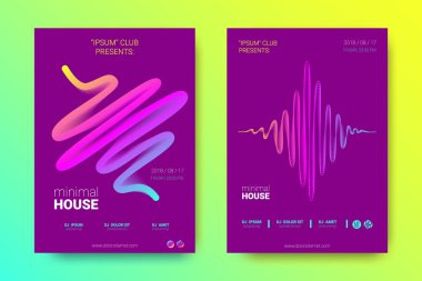 Müzik poster seti dalga çizgileri ve distorsiyon.