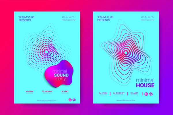 Equalizer'ı ve dalga renkli bozuk mermi ile müzik el ilanları.