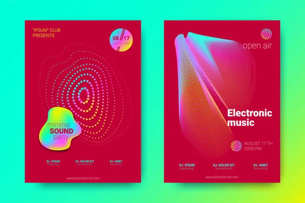 Renkli müzik afişlerin dalgalar ve çarpık mermi ile.