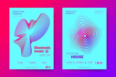 Equalizer'ı ve dalga renkli bozuk mermi ile müzik el ilanları.