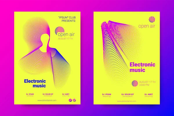 Poster vectorial del Electronic Music Fest. Rondas distorsionadas . — Archivo Imágenes Vectoriales