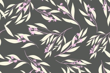 Okaliptüs vektör. Renkli Dikişsiz desen vektör yaprak, dal ve çiçek öğeleri ile. Düğün tasarım, kumaş, tekstil, zarif arka plan elbise. Okaliptüs vektör Pastel renk tasarımı.