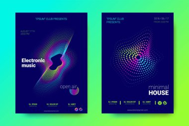 Müzik el ilanları seti dalga çizgileri ve distorsiyon.