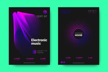 Müzik posterler ekolayzır ve dalga ile daireler bozuk.